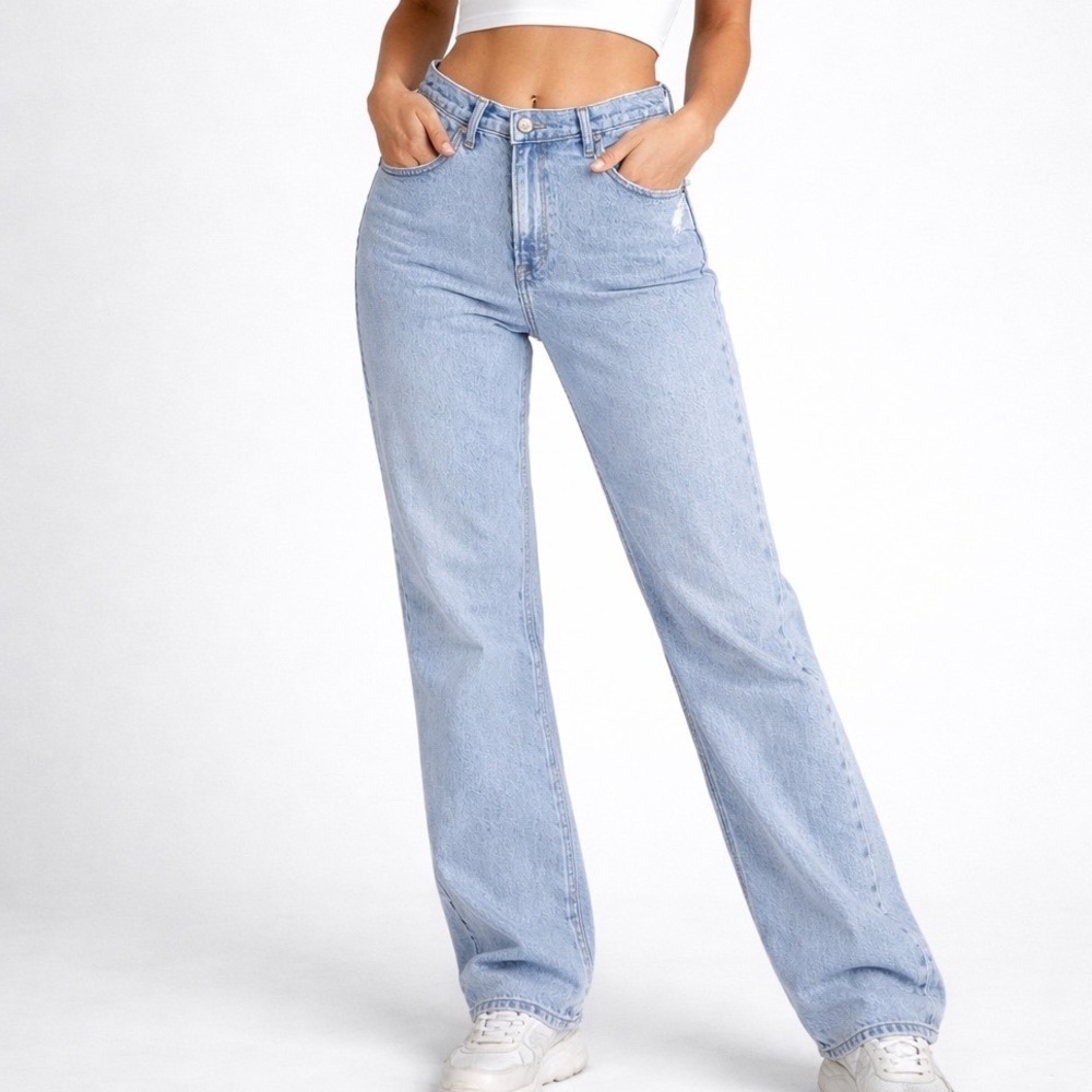 Abercrombie & Fitch‎ The 90s Straight Ultra High Rise Jeans Light Wash 24 00R K2